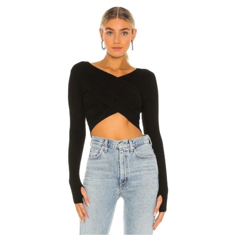 NBD Black Cropped Rib Top